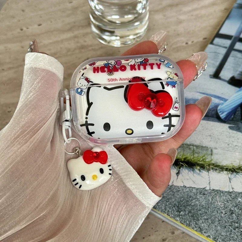 3D Cute Sanrio Hello Kitty Bowknot Earphone Case For Airpods 4 2 3 1 Pro 2 3 Wireless Bluetooth Headset Protective Hard Cover - The Jump Off