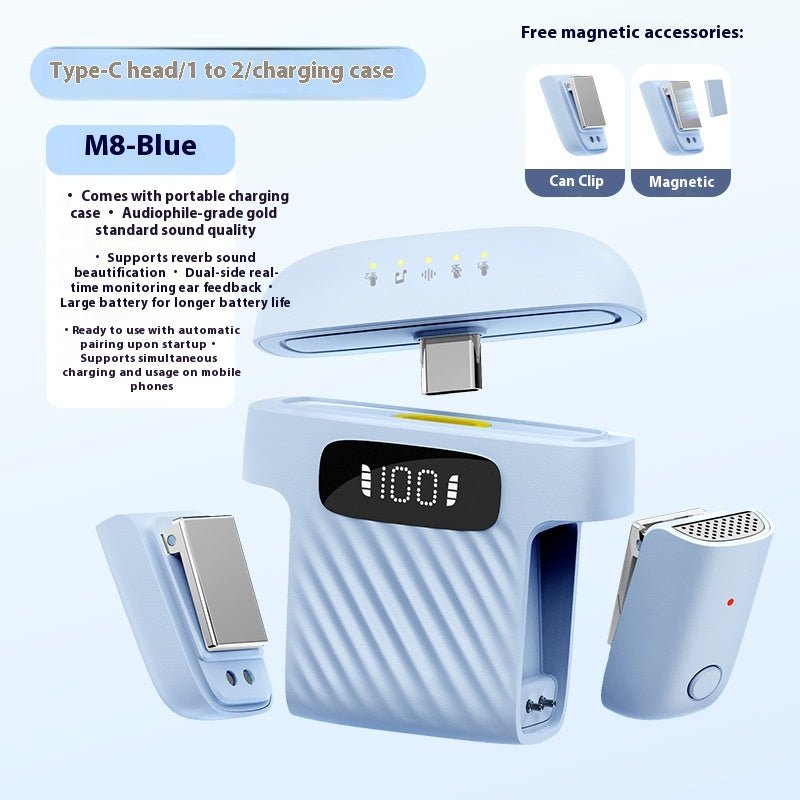 M8 Mini Wireless Collar Clip Microphone One For Two - Vivalux