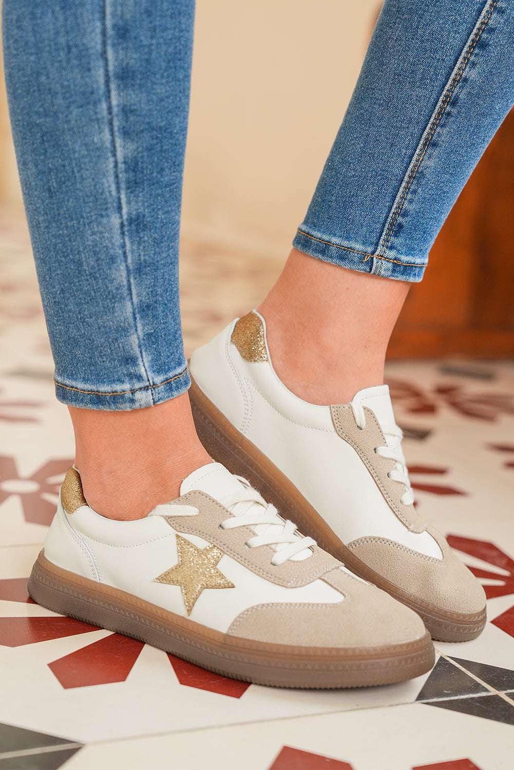 Avani Shimmer Star Patch Lace up Retro Flattie - Vivalux