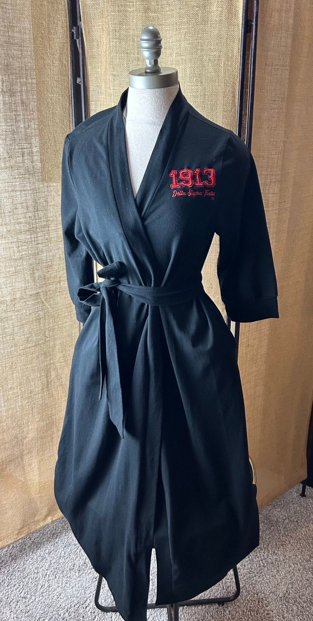 Cotton Black Knit Kimono Robe - Vivalux