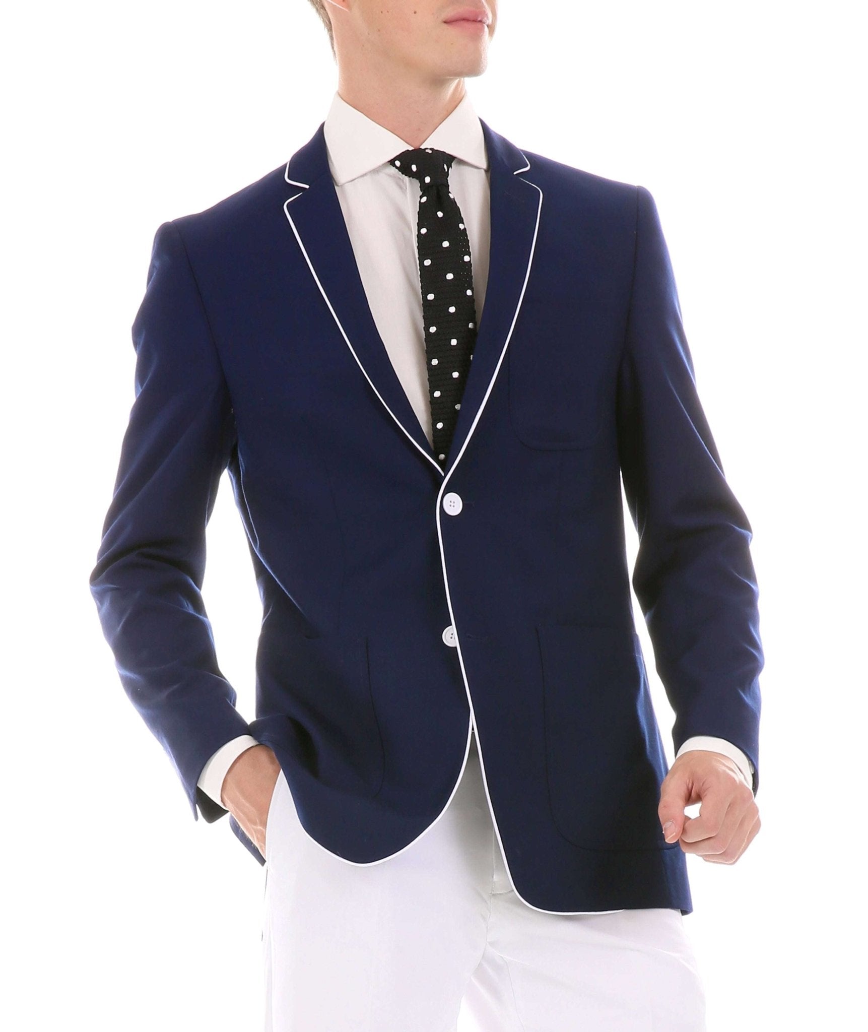 Mens Porter Navy Slim Fit Blazer - Vivalux