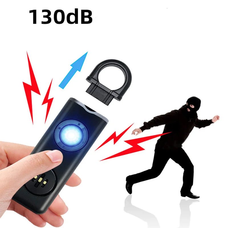 Self Defense LED Flashlight USB Rechargeable Keychain Light with Safety Alarm Protective Supplies Women Outdoor Emergency Tool - Vivalux