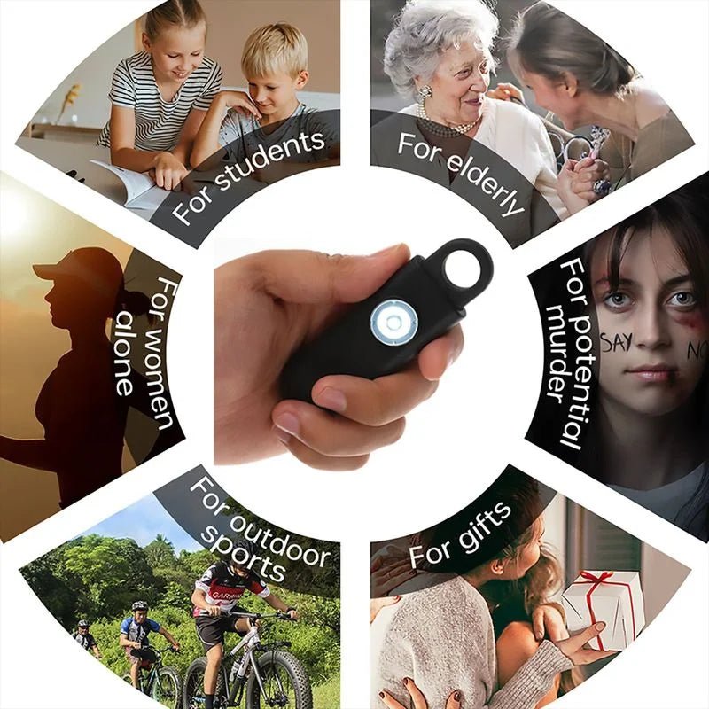 Self Defense LED Flashlight USB Rechargeable Keychain Light with Safety Alarm Protective Supplies Women Outdoor Emergency Tool - Vivalux
