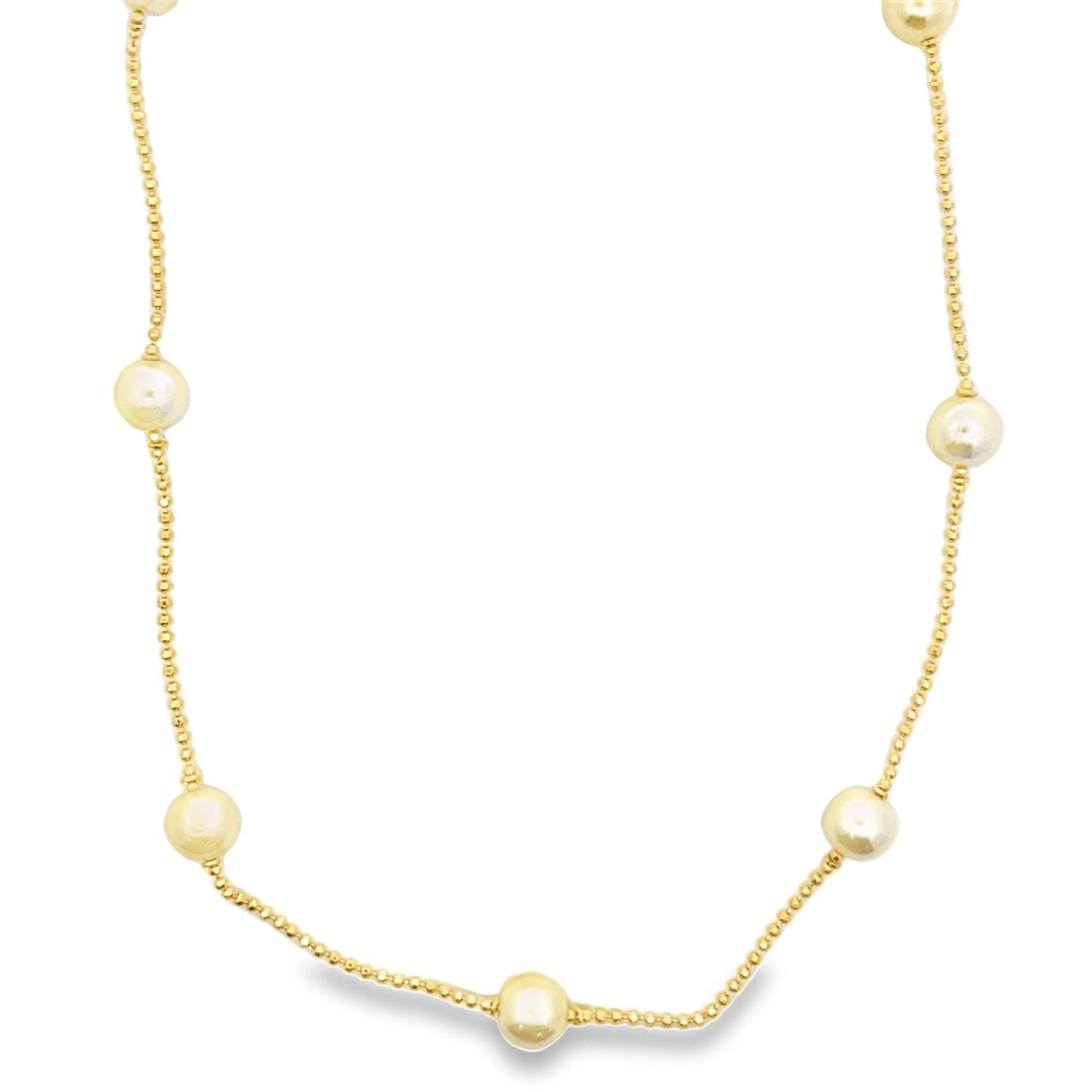 Ball Chain With 8mm Synthetic Pearls Necklace (F250)-0
