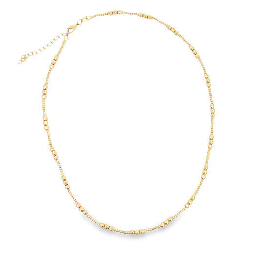 18K Gold Filled 4mm Beaded Chain Necklace (H184)-1