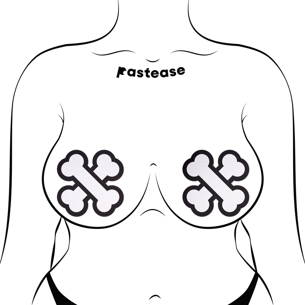 5-Pack: White Crossbone Breast Pasties by Pastease®-2