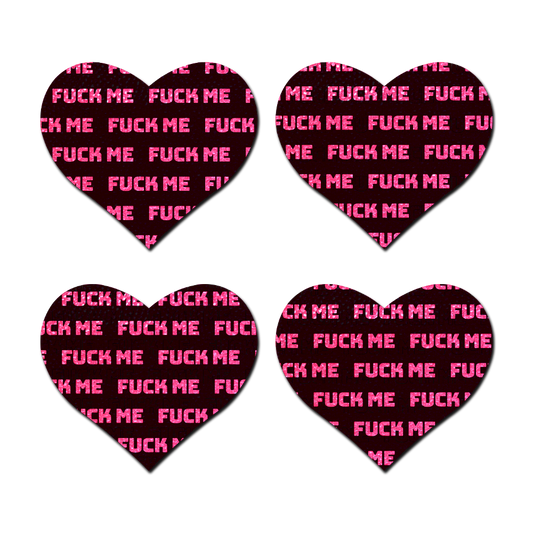 5 Pack: Petites: Two-Pair Small 'Fuck Me' Hearts Nipple Pasties by Pastease®-0