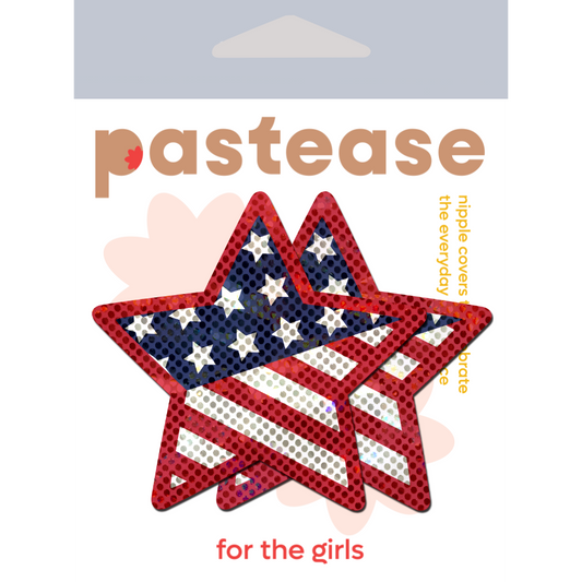 5-Pack: Star: Glittering Patriotic USA Red, White & Blue, Stars & Stripes Star Nipple Pasties by Pastease® o/s-1