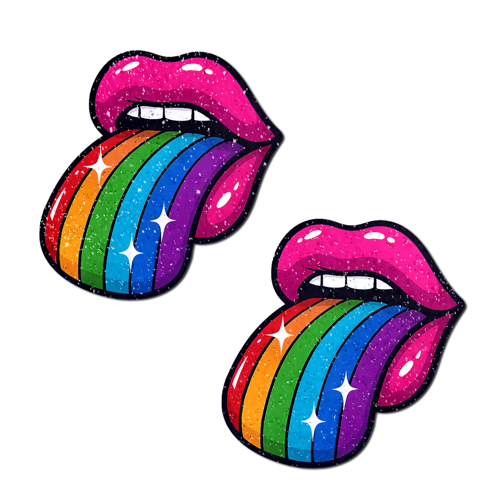 5-Pack: Taste the Rainbow Sparkling Tongue Out Breast Covers by Pastease®-0