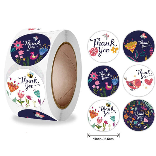 100-500pcs Floral Kraft Paper Stickers Scrapbook Gift Stationery Label Stickers Handmade With Love Thank You For The Stickers - The Jump Off