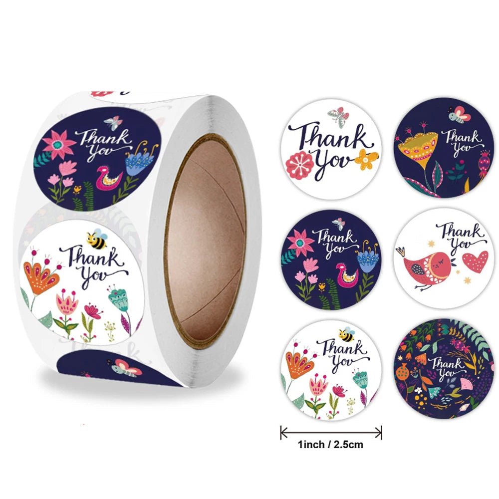 100-500pcs Floral Kraft Paper Stickers Scrapbook Gift Stationery Label Stickers Handmade With Love Thank You For The Stickers - The Jump Off
