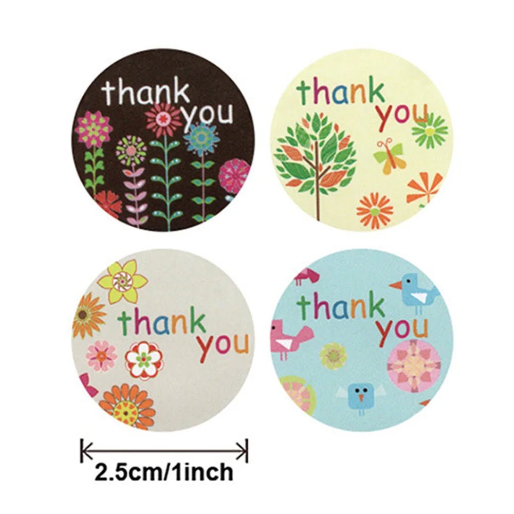 100-500pcs Floral Kraft Paper Stickers Scrapbook Gift Stationery Label Stickers Handmade With Love Thank You For The Stickers - The Jump Off