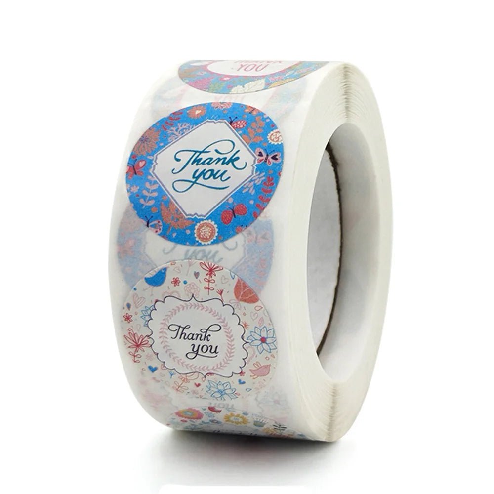 100-500pcs Floral Kraft Paper Stickers Scrapbook Gift Stationery Label Stickers Handmade With Love Thank You For The Stickers - The Jump Off