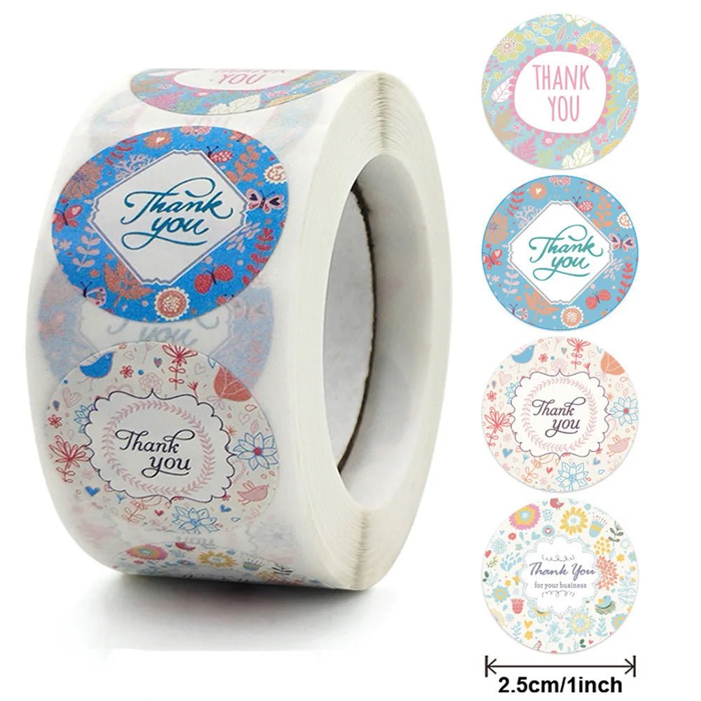 100-500pcs Floral Kraft Paper Stickers Scrapbook Gift Stationery Label Stickers Handmade With Love Thank You For The Stickers - The Jump Off