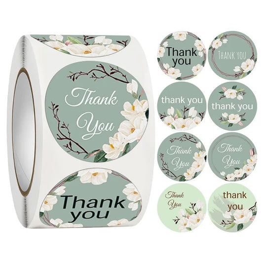 100-500PCS New Thank You Stickers for Business Small Flowers Packing Stickers Roll Rolling Stickers Home Made Sticker Pack - The Jump Off