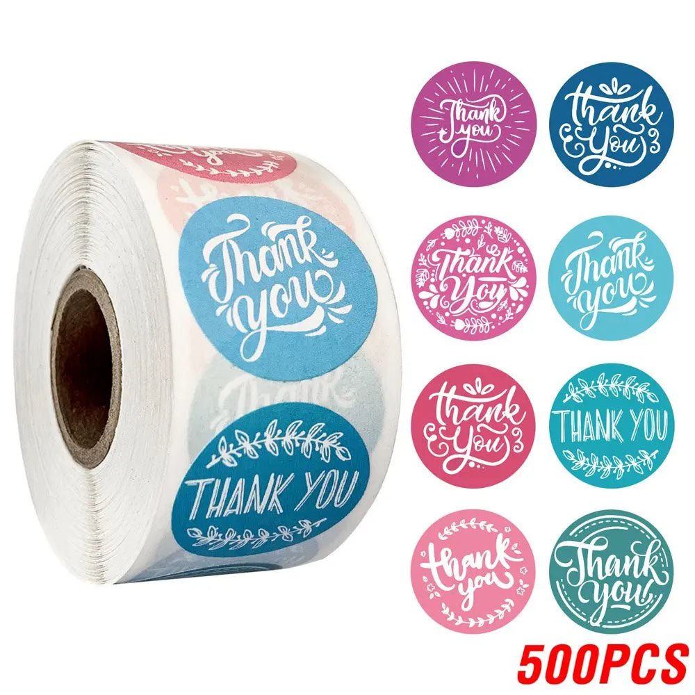 100-500pcs/roll Round Floral Thank You Stickers Scrapbooking For Package Seal Labels Custom Sticker Decoration Wedding Sticker - The Jump Off