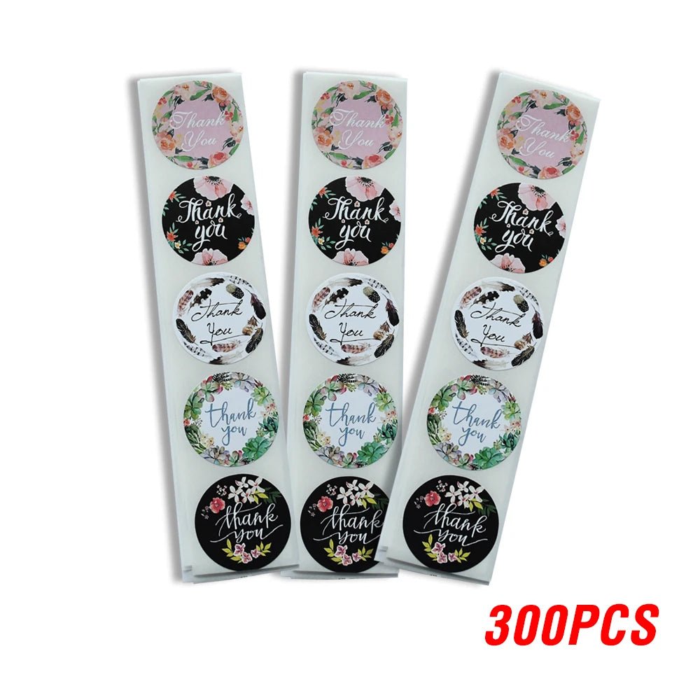 100-500pcs/roll Round Floral Thank You Stickers Scrapbooking For Package Seal Labels Custom Sticker Decoration Wedding Sticker - The Jump Off