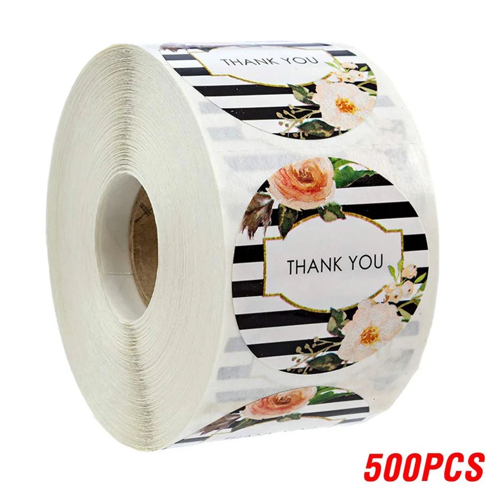 100-500pcs/roll Round Floral Thank You Stickers Scrapbooking For Package Seal Labels Custom Sticker Decoration Wedding Sticker - The Jump Off