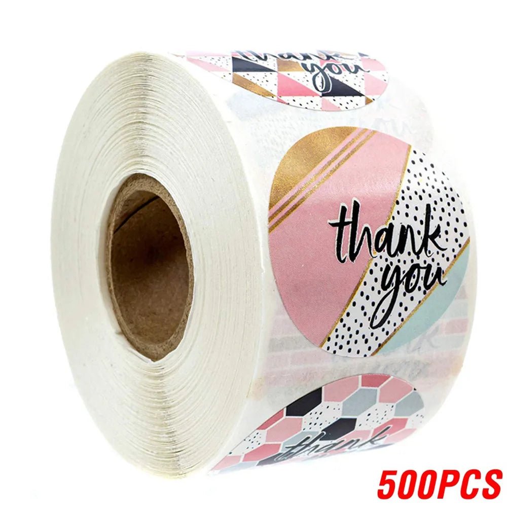 100-500pcs/roll Round Floral Thank You Stickers Scrapbooking For Package Seal Labels Custom Sticker Decoration Wedding Sticker - The Jump Off