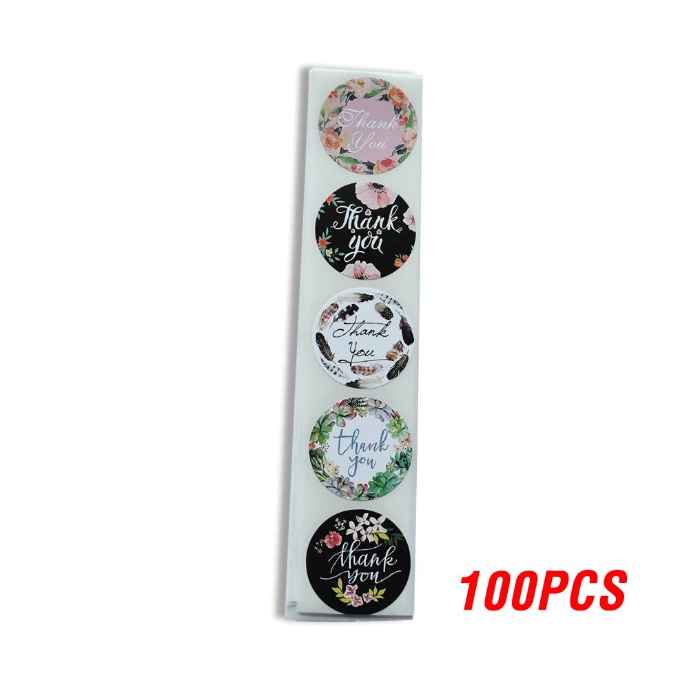 100-500pcs/roll Round Floral Thank You Stickers Scrapbooking For Package Seal Labels Custom Sticker Decoration Wedding Sticker - The Jump Off