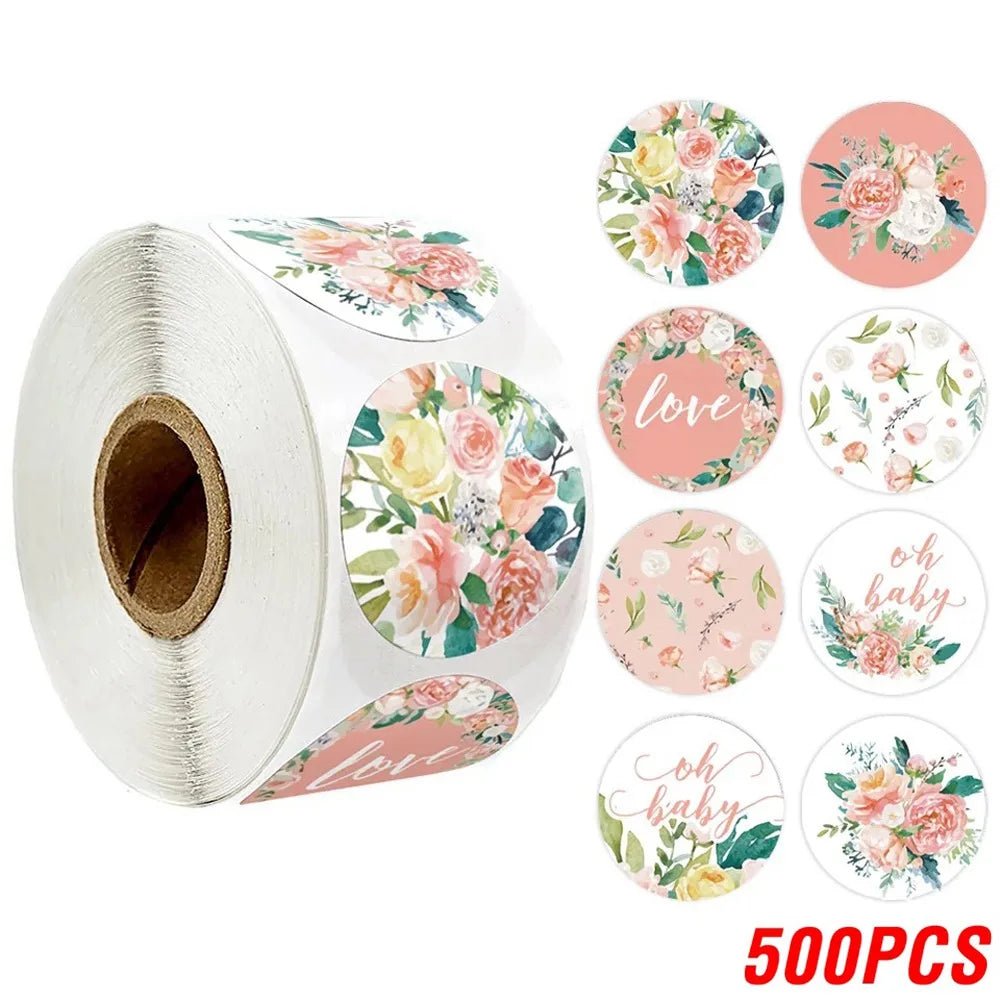 100-500pcs/roll Round Floral Thank You Stickers Scrapbooking For Package Seal Labels Custom Sticker Decoration Wedding Sticker - The Jump Off