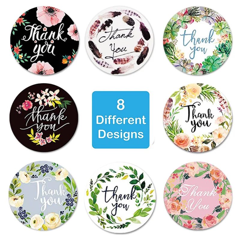 100-500pcs/roll Round Floral Thank You Stickers Scrapbooking For Package Seal Labels Custom Sticker Decoration Wedding Sticker - The Jump Off