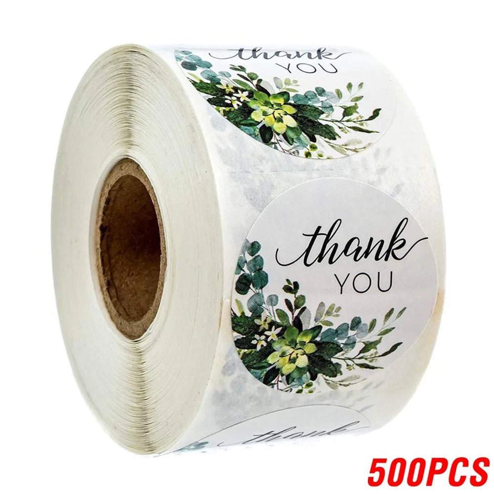100-500pcs/roll Round Floral Thank You Stickers Scrapbooking For Package Seal Labels Custom Sticker Decoration Wedding Sticker - The Jump Off