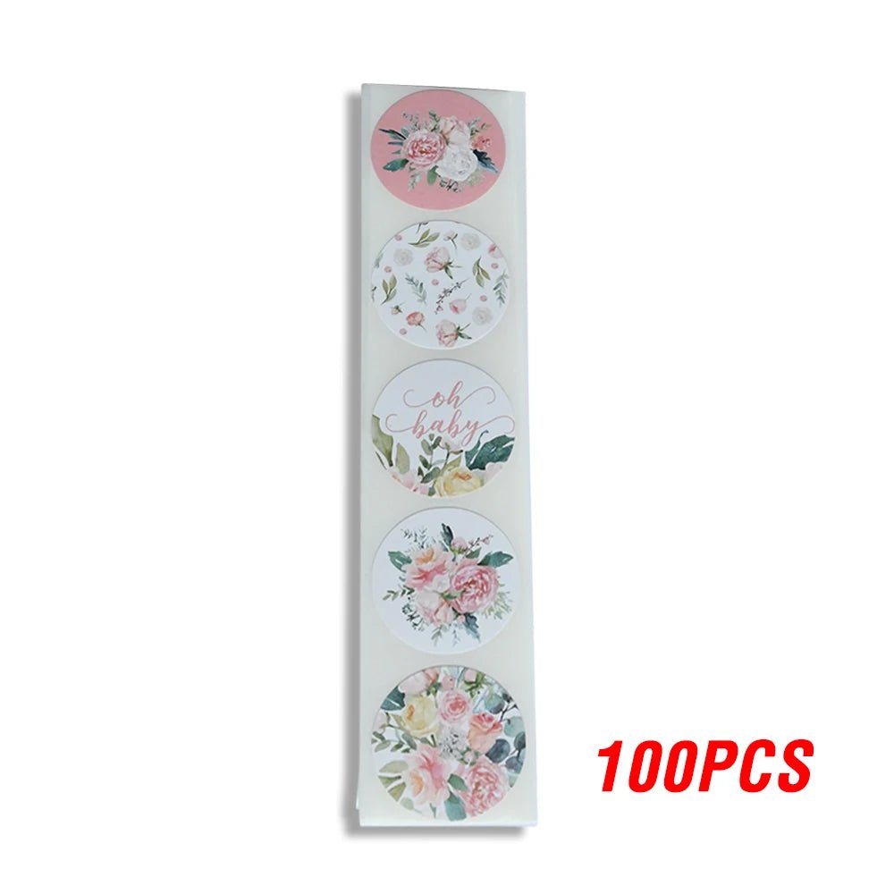 100-500pcs/roll Round Floral Thank You Stickers Scrapbooking For Package Seal Labels Custom Sticker Decoration Wedding Sticker - The Jump Off