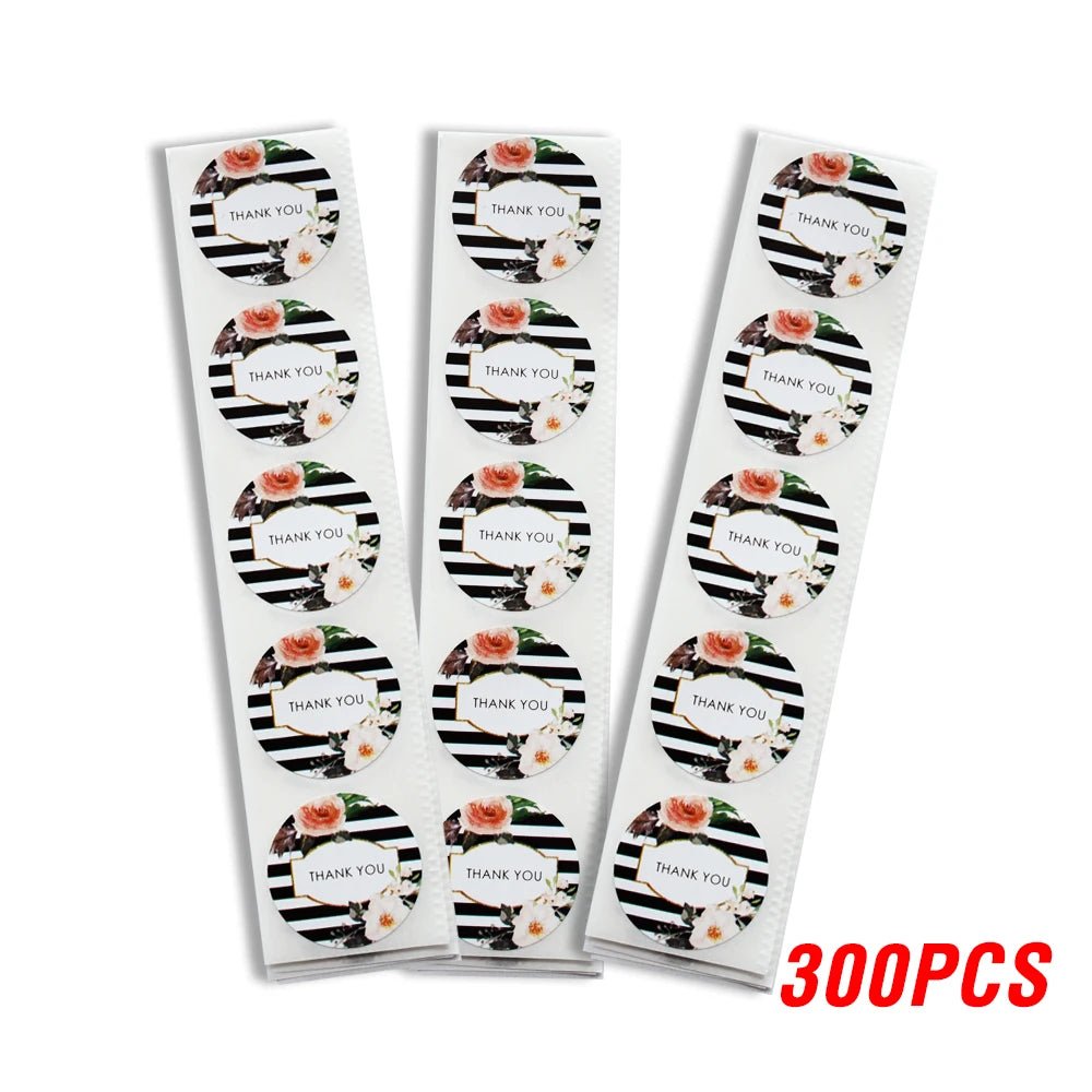 100-500pcs/roll Round Floral Thank You Stickers Scrapbooking For Package Seal Labels Custom Sticker Decoration Wedding Sticker - The Jump Off