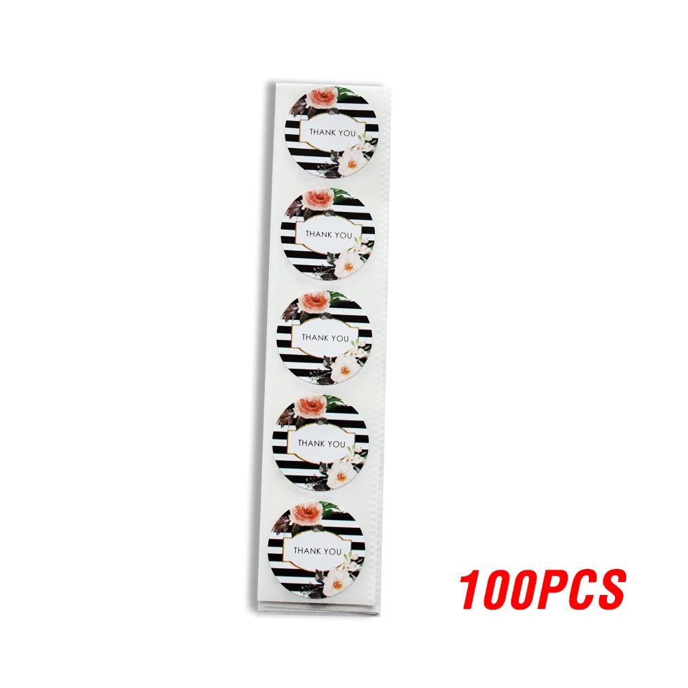 100-500pcs/roll Round Floral Thank You Stickers Scrapbooking For Package Seal Labels Custom Sticker Decoration Wedding Sticker - The Jump Off
