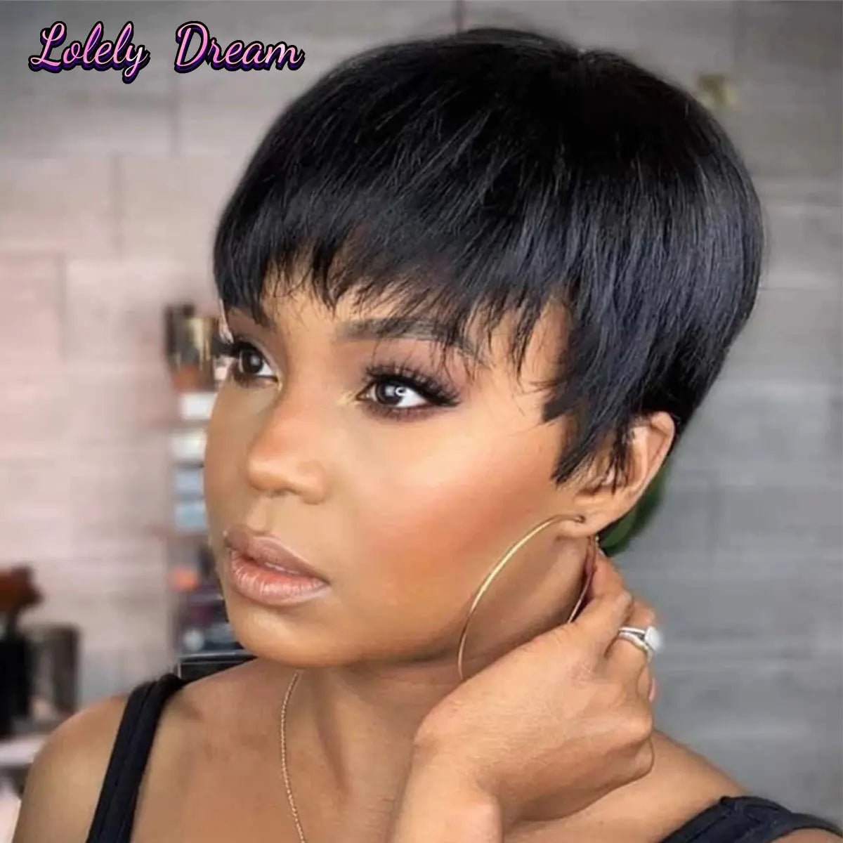 100% Brazilian Human Hair wigs Full Machine made wig Short Human Hair Wigs Pixie Cut Straight Short Bob Wig for Black Women - The Jump Off
