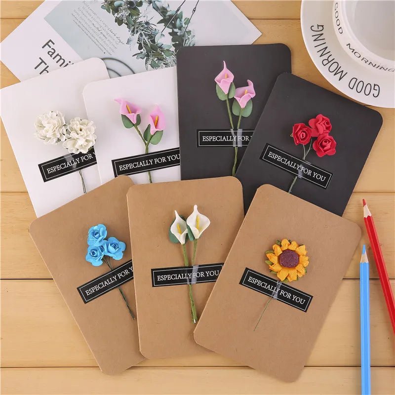 10pcs/bag Creative Dried Flower Handmade Retro Cowhide Blessing Thank You Card - The Jump Off