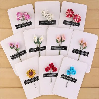 10pcs/bag Creative Dried Flower Handmade Retro Cowhide Blessing Thank You Card - The Jump Off
