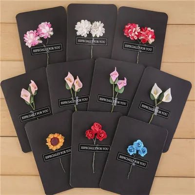 10pcs/bag Creative Dried Flower Handmade Retro Cowhide Blessing Thank You Card - The Jump Off