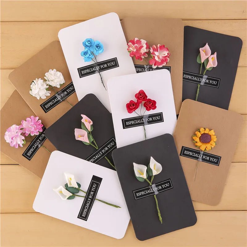 10pcs/bag Creative Dried Flower Handmade Retro Cowhide Blessing Thank You Card - The Jump Off
