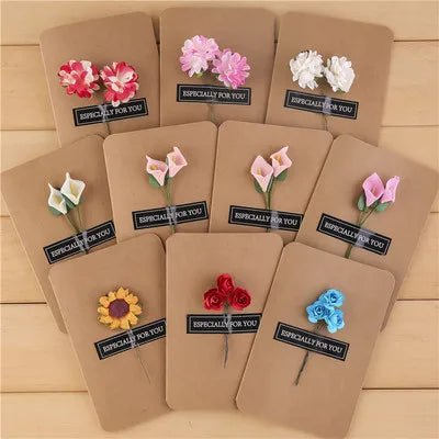 10pcs/bag Creative Dried Flower Handmade Retro Cowhide Blessing Thank You Card - The Jump Off