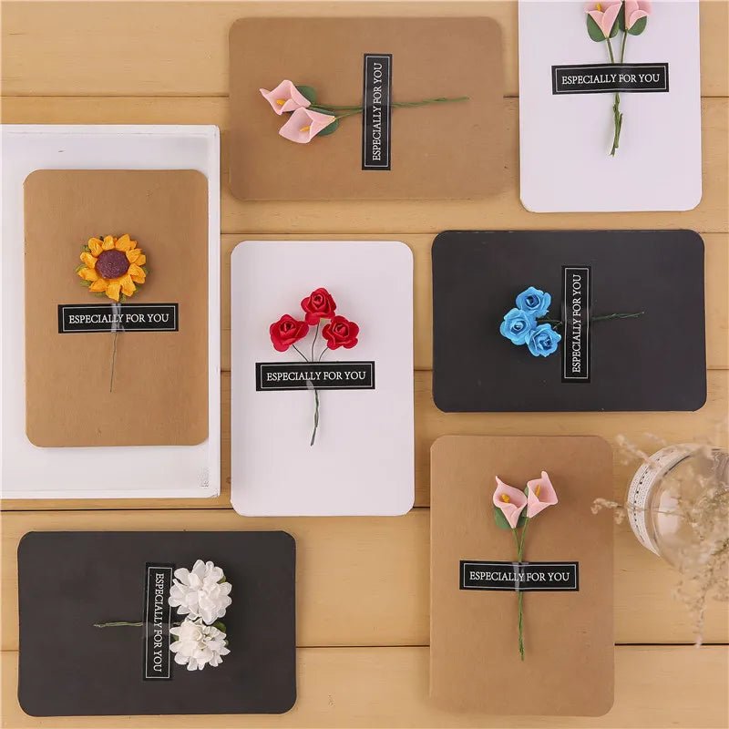 10pcs/bag Creative Dried Flower Handmade Retro Cowhide Blessing Thank You Card - The Jump Off