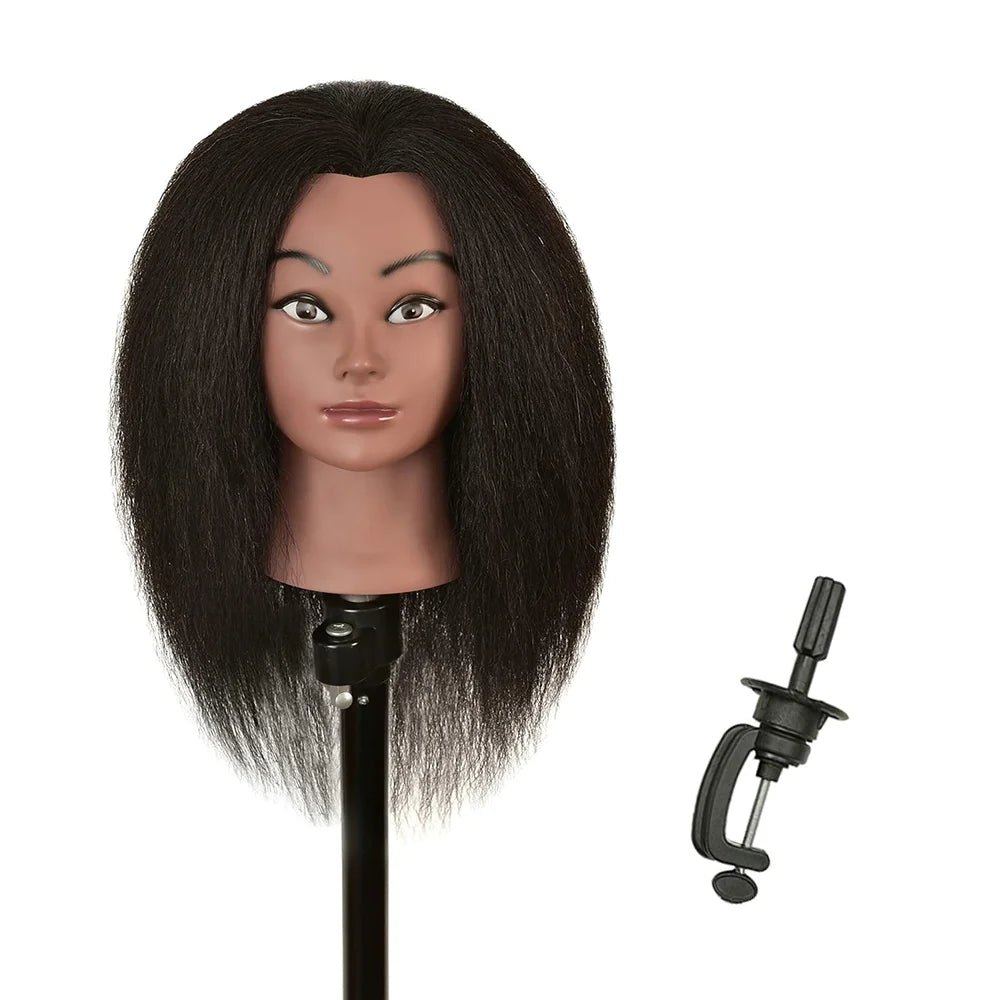 14inches African Mannequin Head With Real Hair Afro Heads Professional Styling Braiding Training Hairart Barber Hairdressing - The Jump Off