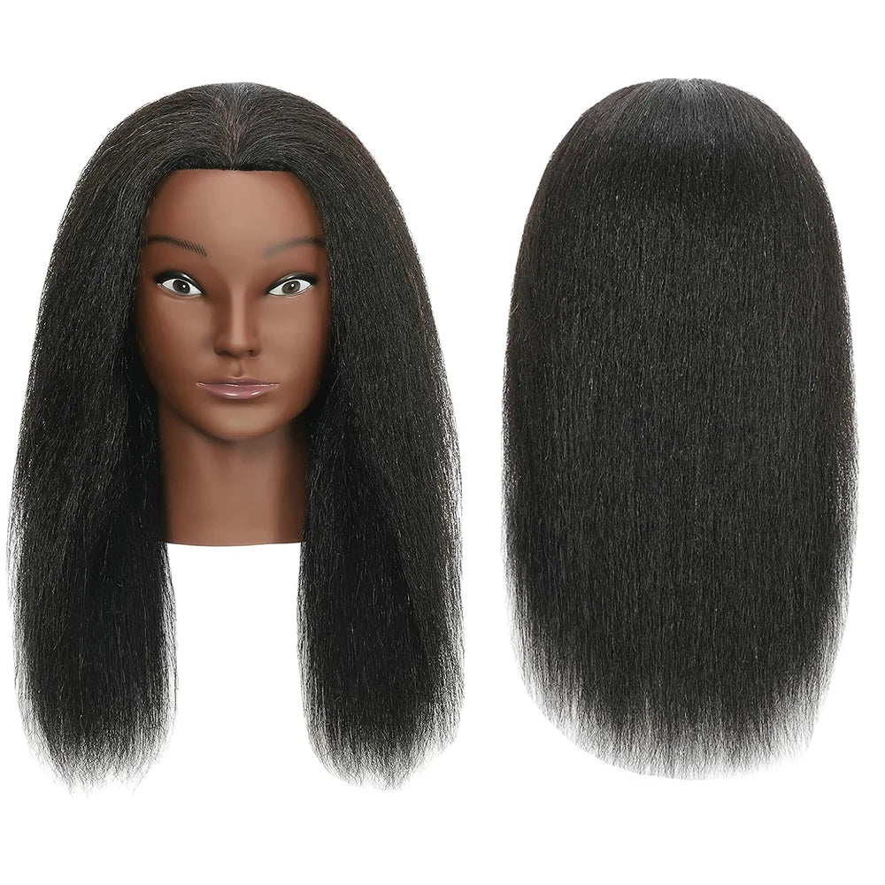 14inches African Mannequin Head With Real Hair Afro Heads Professional Styling Braiding Training Hairart Barber Hairdressing - The Jump Off