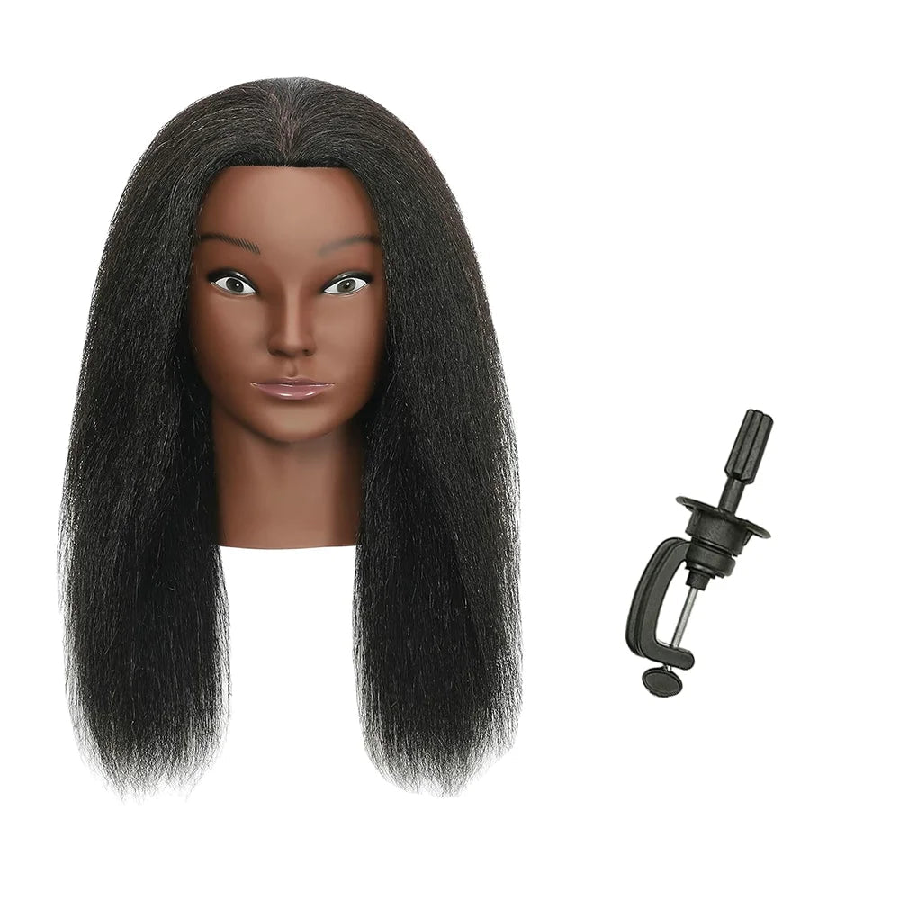 14inches African Mannequin Head With Real Hair Afro Heads Professional Styling Braiding Training Hairart Barber Hairdressing - The Jump Off