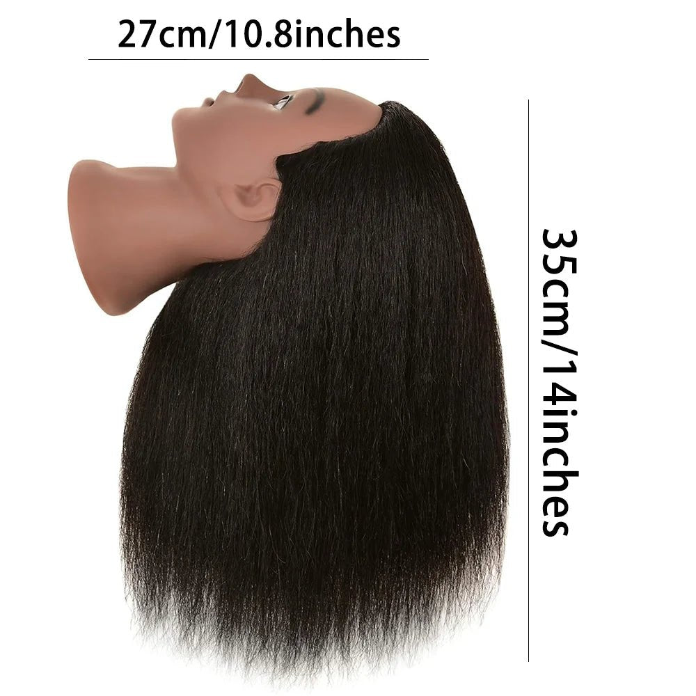 14inches African Mannequin Head With Real Hair Afro Heads Professional Styling Braiding Training Hairart Barber Hairdressing - The Jump Off