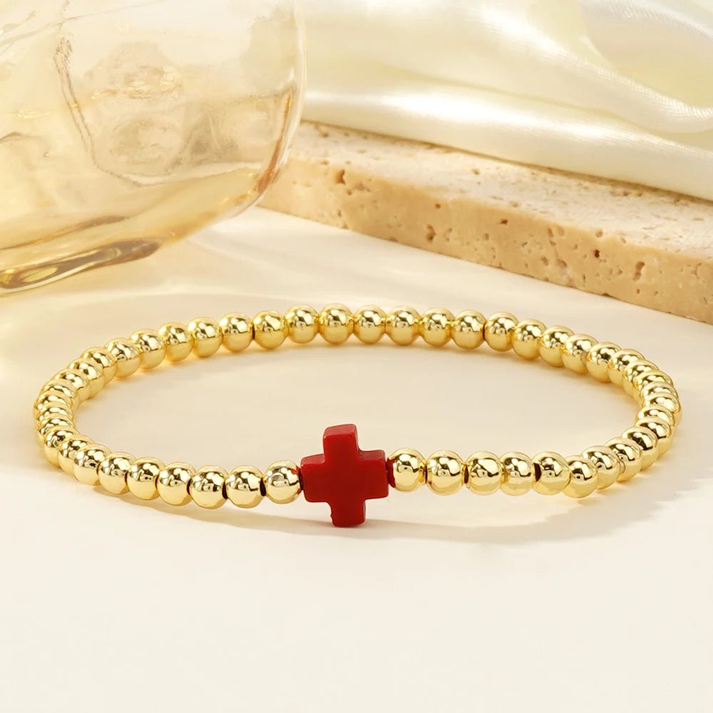 1PC Bohemian style women's bracelet with colorful cross copper beads and bead beads, suitable for layering and daily gift giving - The Jump Off