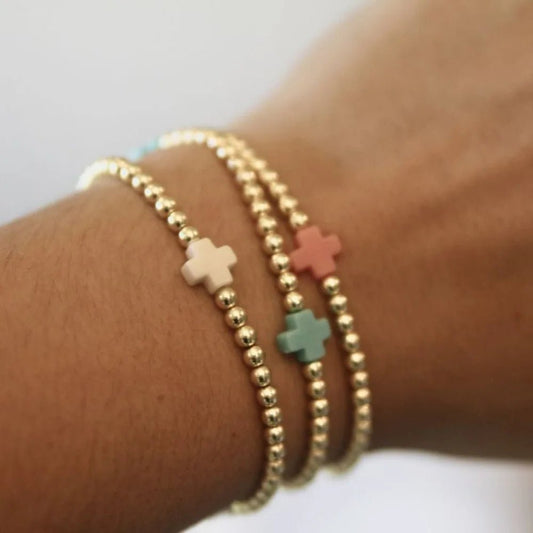 1PC Bohemian style women's bracelet with colorful cross copper beads and bead beads, suitable for layering and daily gift giving - The Jump Off