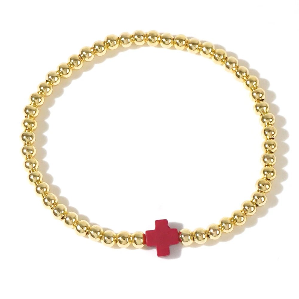 1PC Bohemian style women's bracelet with colorful cross copper beads and bead beads, suitable for layering and daily gift giving - The Jump Off