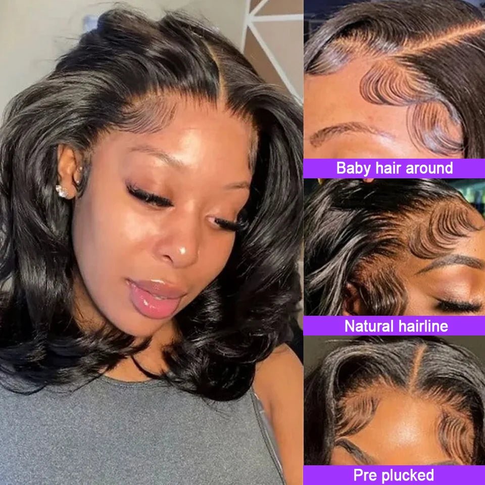 250% Brazilian Human Hair Wig Loose Wave Short Bob Wig Body Wave 13X4 HD Lace Frontal Wig Human Hair Wigs For Black Women - The Jump Off