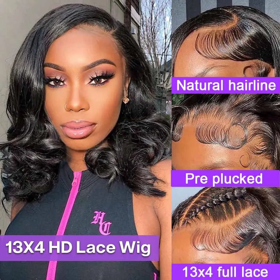 250% Brazilian Human Hair Wig Loose Wave Short Bob Wig Body Wave 13X4 HD Lace Frontal Wig Human Hair Wigs For Black Women - The Jump Off