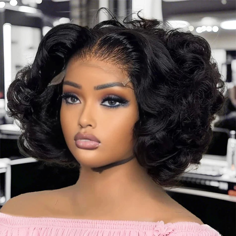 250% Brazilian Human Hair Wig Loose Wave Short Bob Wig Body Wave 13X4 HD Lace Frontal Wig Human Hair Wigs For Black Women - The Jump Off