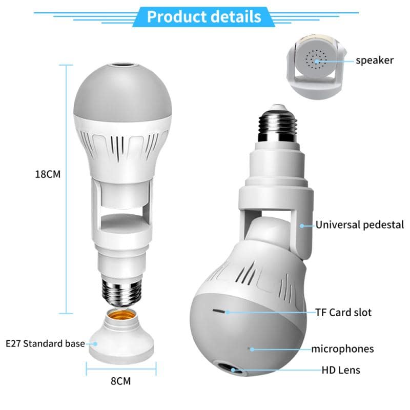 360° Panoramic Hidden Light Bulb Wifi Camera - The Jump Off