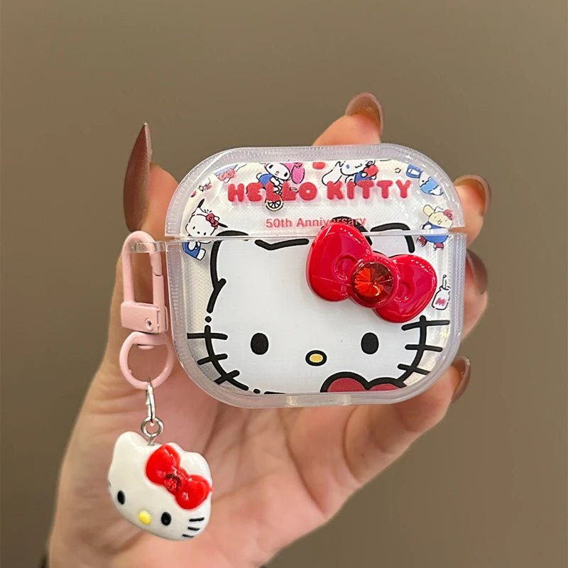 3D Cute Sanrio Hello Kitty Bowknot Earphone Case For Airpods 4 2 3 1 Pro 2 3 Wireless Bluetooth Headset Protective Hard Cover - The Jump Off