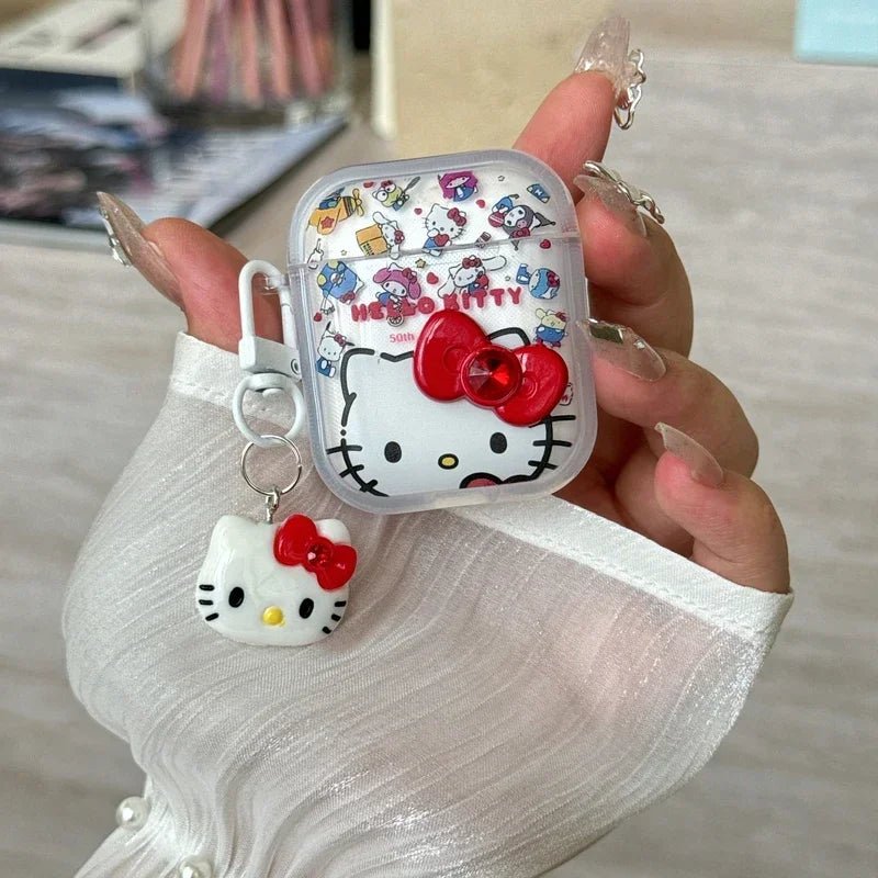 3D Cute Sanrio Hello Kitty Bowknot Earphone Case For Airpods 4 2 3 1 Pro 2 3 Wireless Bluetooth Headset Protective Hard Cover - The Jump Off